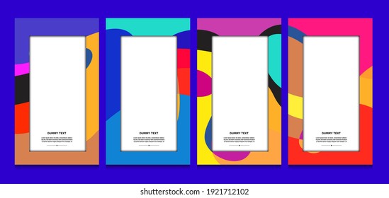 Vector colorful geometric and curve frame and border background pattern for Summer banner and social media story template 