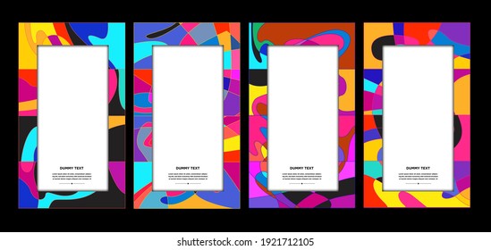 Vector colorful geometric and curve frame and border background pattern for Summer banner and social media story template 