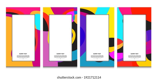 Vector colorful geometric and curve frame and border background pattern for Summer banner and social media story template 
