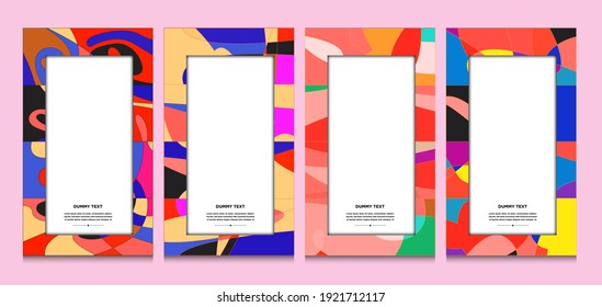 Marco geométrico y de curva de color vectorial y patrón de fondo de borde para el cartel de verano y la plantilla de historia de medios sociales 