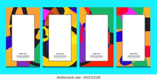 Marco geométrico y de curva de color vectorial y patrón de fondo de borde para el cartel de verano y la plantilla de historia de medios sociales 