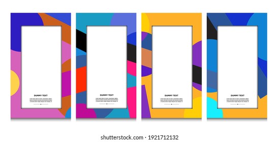 Vector colorful geometric and curve frame and border background pattern for Summer banner and social media story template 