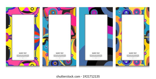 Vector colorful geometric and curve frame and border background pattern for Summer banner and social media story template 