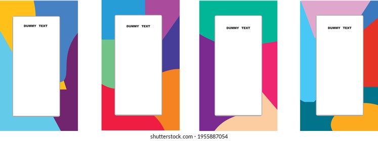 Vector colorful geometric and curve frame and border background pattern for Summer banner and social media story template