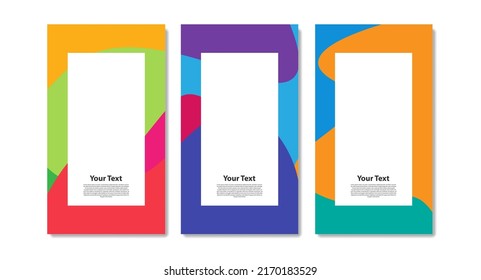 Vector colorful geometric and curve frame and Pattern background for Summer banner, Flyer, and social media story template