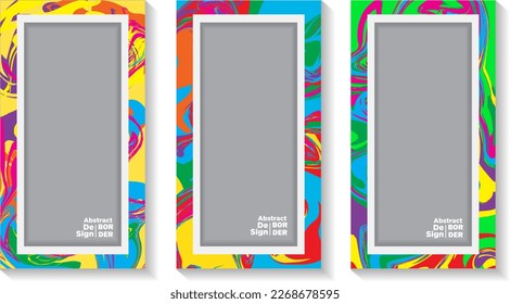 Vector colorful geometric and curve frame and border background pattern for Summer banner and social media story template