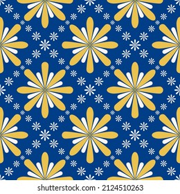 Vector colorful geometric floral shape seamless background. Simple ethnic peranakan or Sino portuguese pattern design. Use for fabric, textile, interior decoration elements, wrapping.