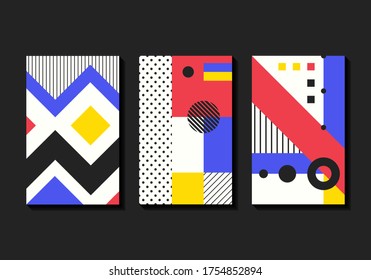 vector colorful geometric on white background collection for brochure banner and publication