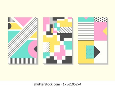 vector colorful geometric on white background collection for brochure banner and publication