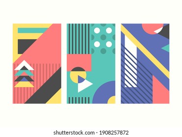 vector colorful geometric on white background collection for brochure banner and publication