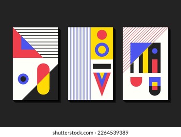 vector colorful geometric on white background collection for brochure banner and publication