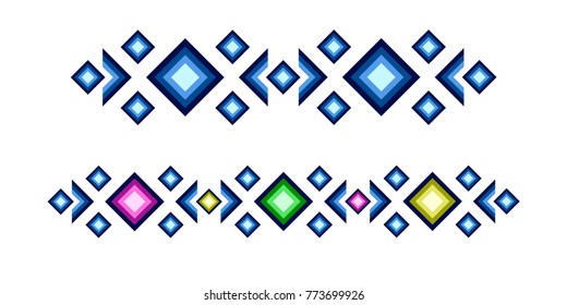Vector colorful geometric pattern with diamonds. Neon border