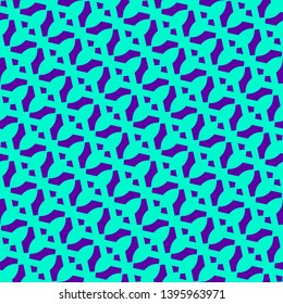 Vector colorful geometric seamless pattern. Simple abstract texture with small curved shapes, diagonal stripes. Vibrant colors, blue and purple. Minimal funky background. Summer style repeat design