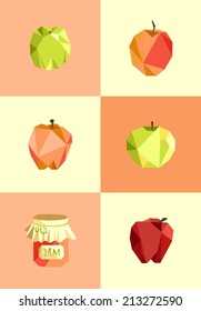 Vector colorful geometric set of apples