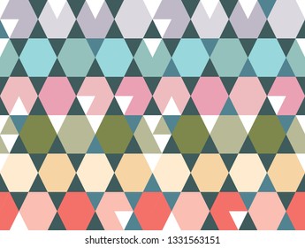 Vector colorful geometric shapes seamless pattern background. Perfect for textile design, fashion prints, paper backgrounds and print on demand products.