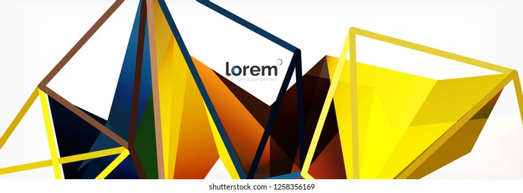 Vector colorful geometric triangle background, crystal banner design, modern template with triangular shapes on light backdrop