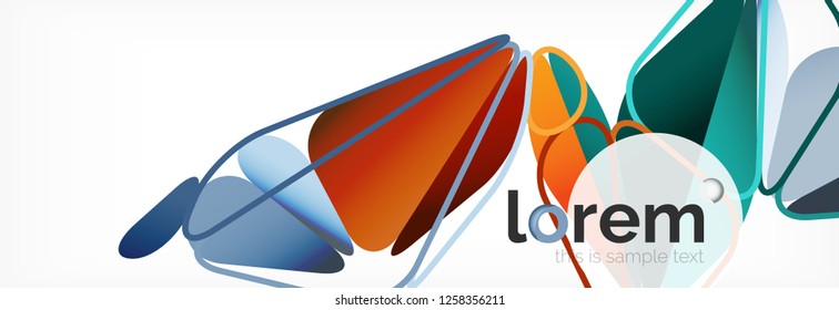 Vektorbunter, geometrischer dreieckiger Hintergrund, Kristallbanner-Design, moderne Vorlage mit dreieckigen Formen auf hellem Hintergrund