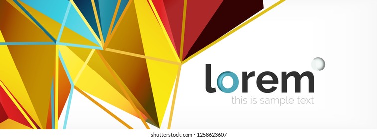 Vector colorful geometric triangle background, crystal banner design, modern template with triangular shapes on light backdrop