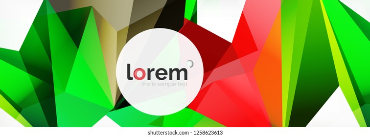 Vector colorful geometric triangle background, crystal banner design, modern template with triangular shapes on light backdrop