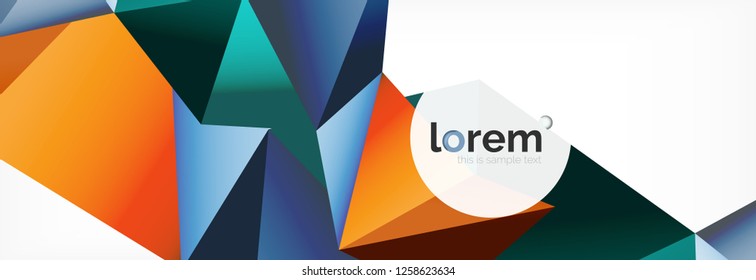 Vector colorful geometric triangle background, crystal banner design, modern template with triangular shapes on light backdrop