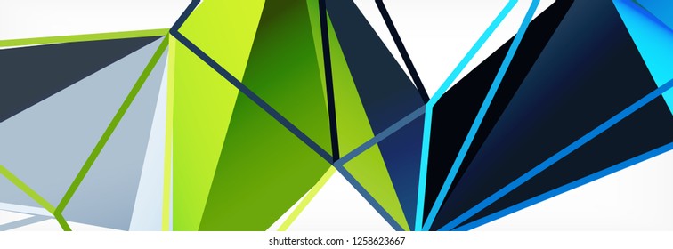 Vektorbunter, geometrischer dreieckiger Hintergrund, Kristallbanner-Design, moderne Vorlage mit dreieckigen Formen auf hellem Hintergrund
