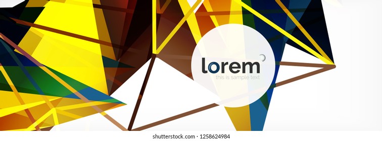 Vektorbunter, geometrischer dreieckiger Hintergrund, Kristallbanner-Design, moderne Vorlage mit dreieckigen Formen auf hellem Hintergrund