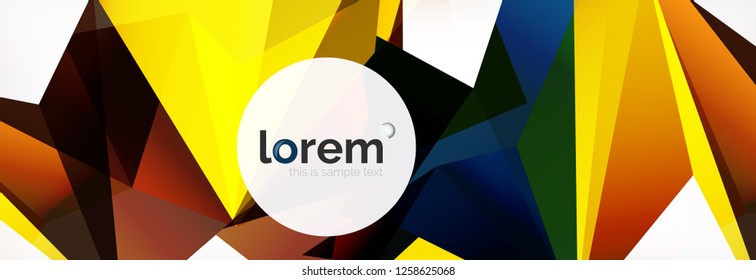 Vector colorful geometric triangle background, crystal banner design, modern template with triangular shapes on light backdrop
