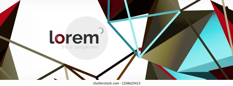 Vector colorful geometric triangle background, crystal banner design, modern template with triangular shapes on light backdrop