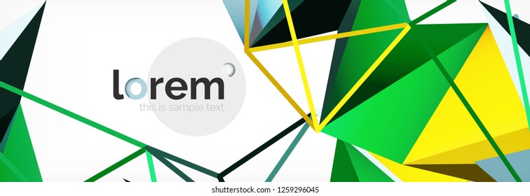 Vector colorful geometric triangle background, crystal banner design, modern template with triangular shapes on light backdrop