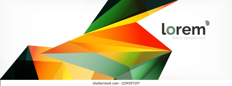 Vektorbunter, geometrischer dreieckiger Hintergrund, Kristallbanner-Design, moderne Vorlage mit dreieckigen Formen auf hellem Hintergrund