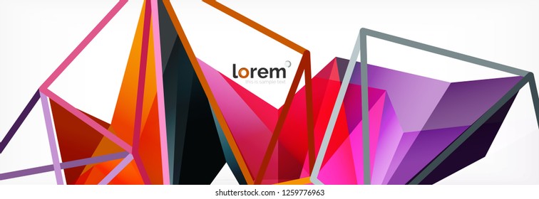 Fondo de triángulo geométrico de color vectorial, diseño de pancarta de cristal, plantilla moderna con formas triangulares sobre fondo claro
