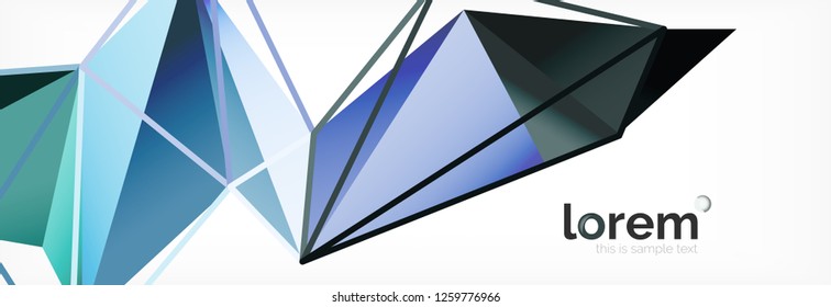 Vector colorful geometric triangle background, crystal banner design, modern template with triangular shapes on light backdrop