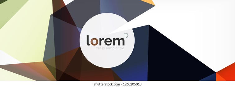 Vector colorful geometric triangle background, crystal banner design, modern template with triangular shapes on light backdrop