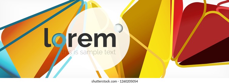 Vektorbunter, geometrischer dreieckiger Hintergrund, Kristallbanner-Design, moderne Vorlage mit dreieckigen Formen auf hellem Hintergrund