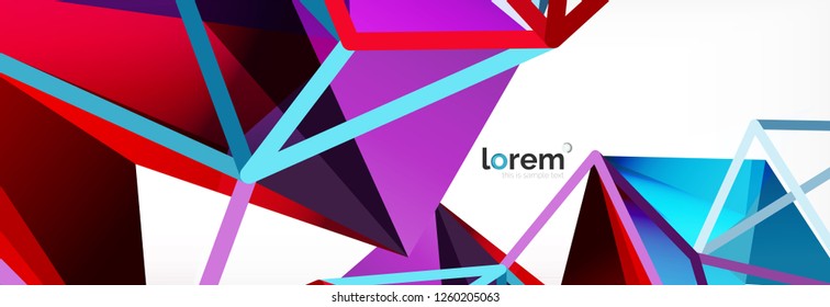 Vector colorful geometric triangle background, crystal banner design, modern template with triangular shapes on light backdrop