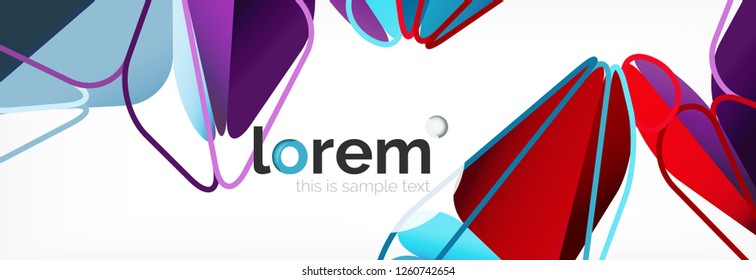 Vector colorful geometric triangle background, crystal banner design, modern template with triangular shapes on light backdrop