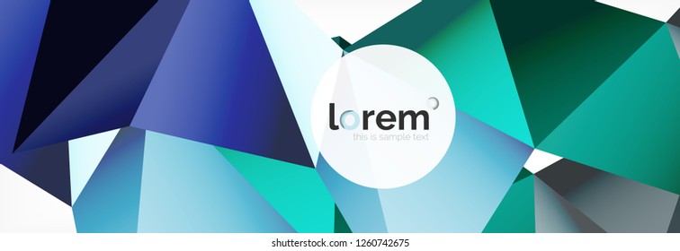 Vector colorful geometric triangle background, crystal banner design, modern template with triangular shapes on light backdrop