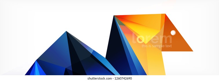 Vector colorful geometric triangle background, crystal banner design, modern template with triangular shapes on light backdrop