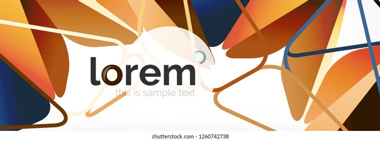 Vector colorful geometric triangle background, crystal banner design, modern template with triangular shapes on light backdrop