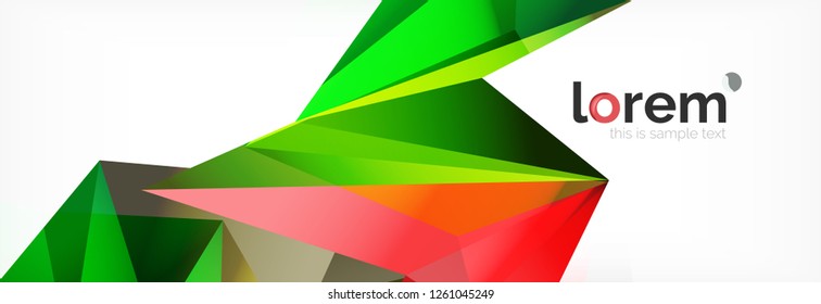 Vektorbunter, geometrischer dreieckiger Hintergrund, Kristallbanner-Design, moderne Vorlage mit dreieckigen Formen auf hellem Hintergrund