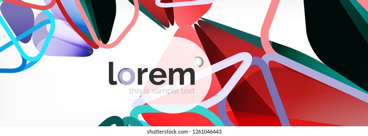 Vektorbunter, geometrischer dreieckiger Hintergrund, Kristallbanner-Design, moderne Vorlage mit dreieckigen Formen auf hellem Hintergrund