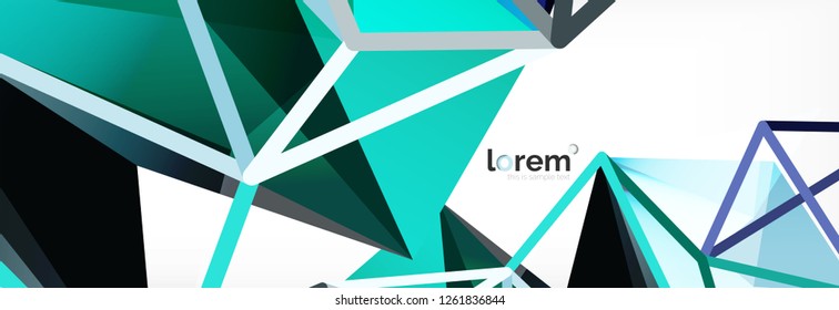 Vector colorful geometric triangle background, crystal banner design, modern template with triangular shapes on light backdrop