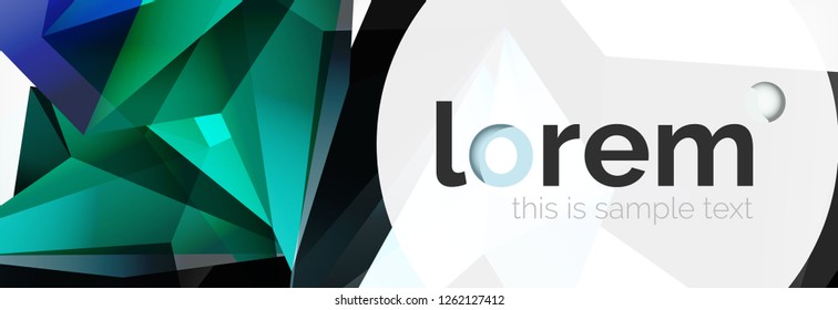 Vector colorful geometric triangle background, crystal banner design, modern template with triangular shapes on light backdrop