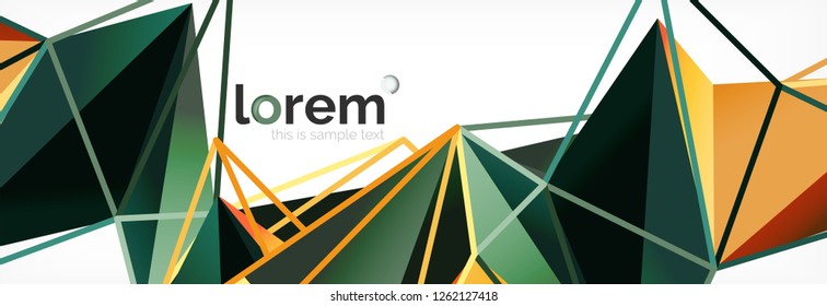 Vector colorful geometric triangle background, crystal banner design, modern template with triangular shapes on light backdrop