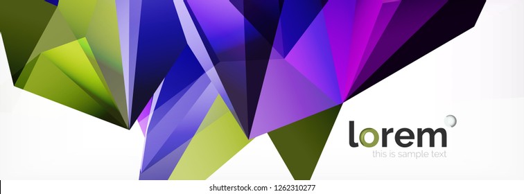 Vektorbunter, geometrischer dreieckiger Hintergrund, Kristallbanner-Design, moderne Vorlage mit dreieckigen Formen auf hellem Hintergrund