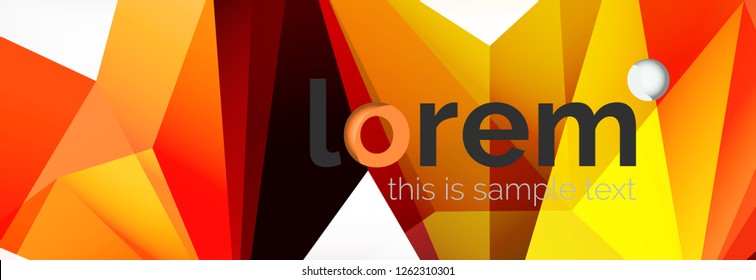 Vector colorful geometric triangle background, crystal banner design, modern template with triangular shapes on light backdrop