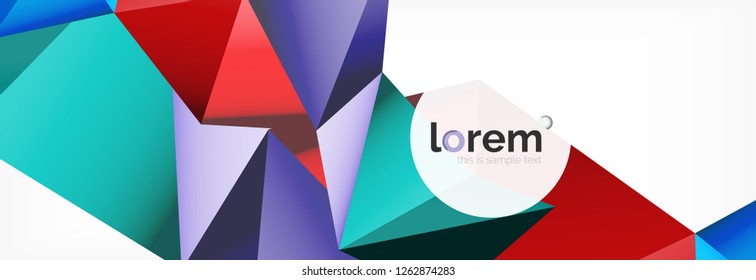 Vector colorful geometric triangle background, crystal banner design, modern template with triangular shapes on light backdrop