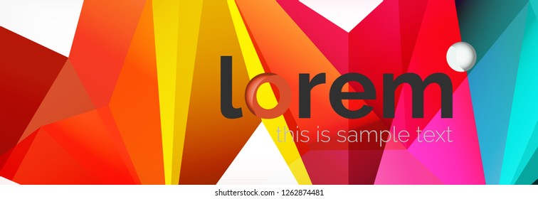 Vector colorful geometric triangle background, crystal banner design, modern template with triangular shapes on light backdrop