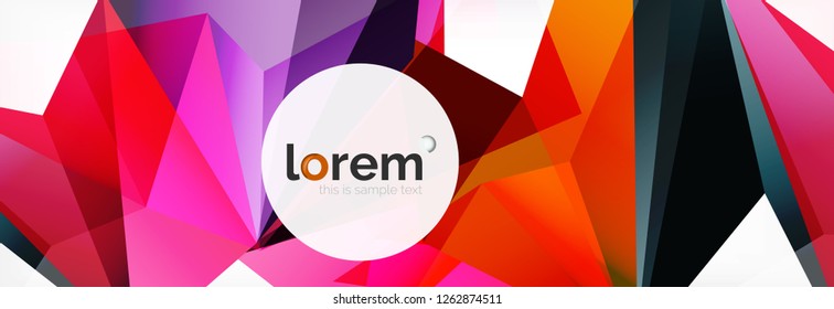Vector colorful geometric triangle background, crystal banner design, modern template with triangular shapes on light backdrop