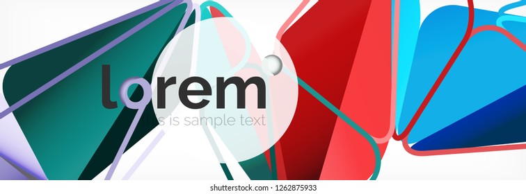 Vector colorful geometric triangle background, crystal banner design, modern template with triangular shapes on light backdrop